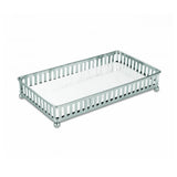 Bandeja Prata em Metal Com Interior Espelhado Retangular - 23,5 - Ela Decora