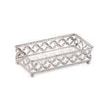 Bandeja Prata em Metal Retangular com Interior Espelhado - 18 cm - Ela Decora