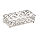 Bandeja Prata em Metal Retangular com Interior Espelhado - 24 cm - Ela Decora