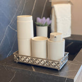 Bandeja Prata em Metal Retangular com Interior Espelhado - 24 cm - Ela Decora