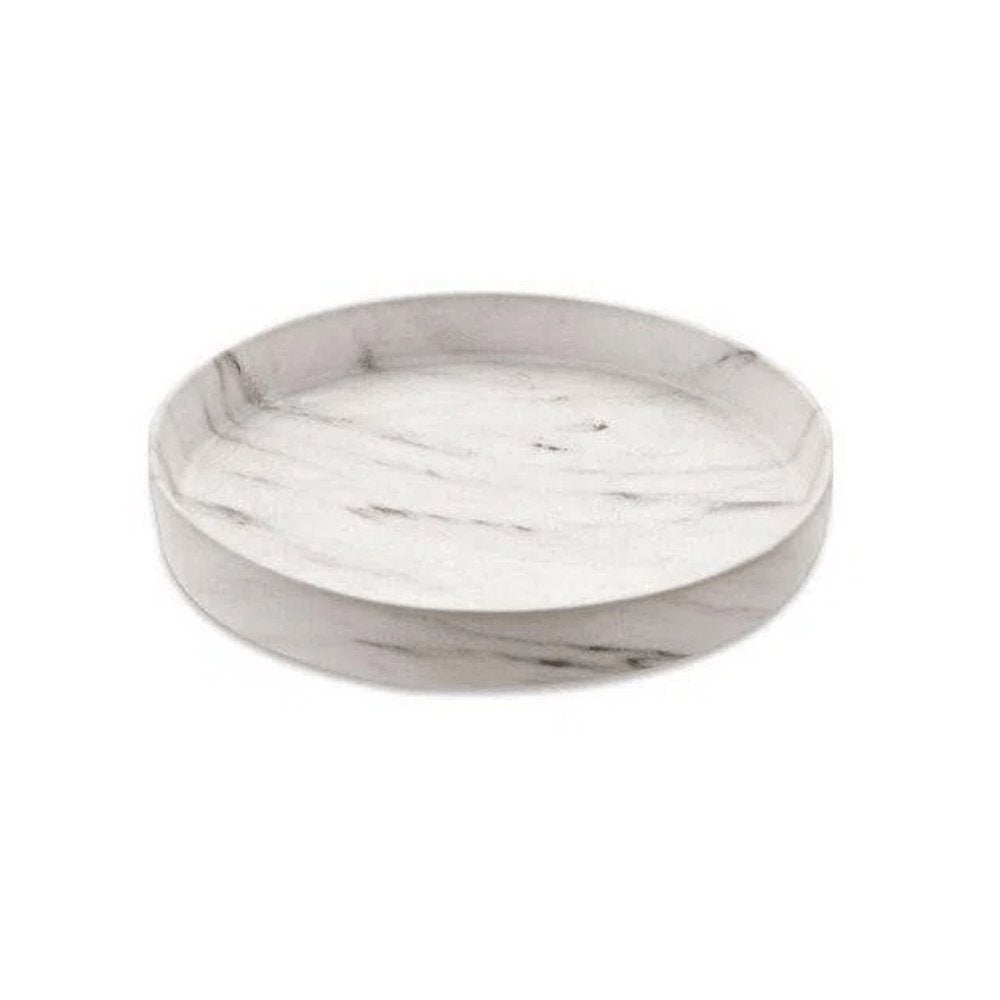 Bandeja Redonda Mármore em Cerâmica - 17,5cm - Ela Decora