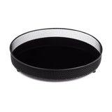 Bandeja Redonda Preta Em Metal Com Espelho Preto 4 x 24,5 cm - Ela Decora