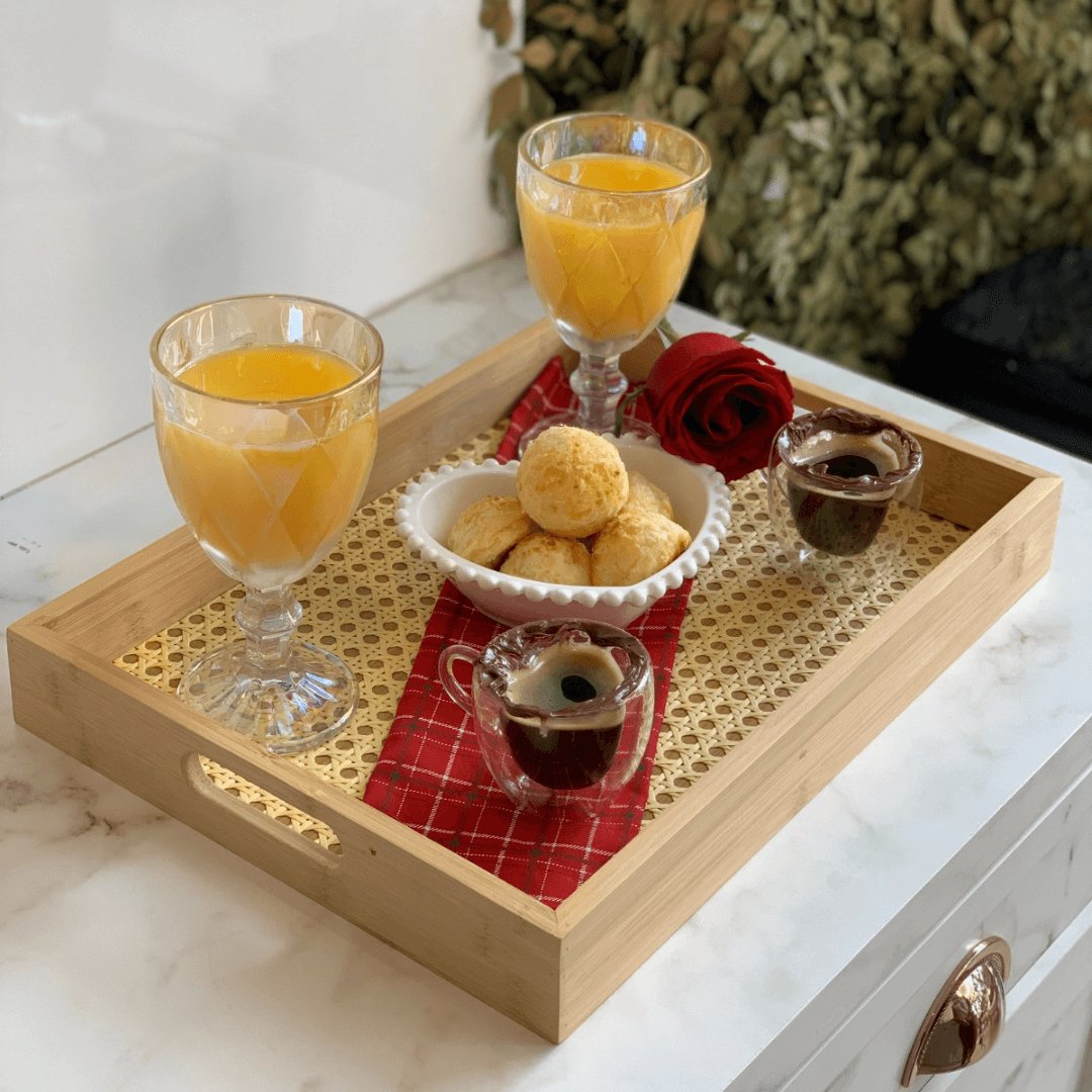 Bandeja Retangular de MDF com Fundo Trelica 35cm - Ela Decora