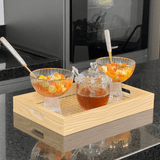 Bandeja Retangular de MDF com Fundo Vidro Trelica 30cm - Ela Decora