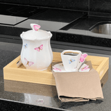 Bandeja Retangular de MDF com Fundo Vidro Trelica 30cm - Ela Decora