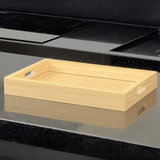 Bandeja Retangular de MDF com Fundo Vidro Trelica 30cm - Ela Decora