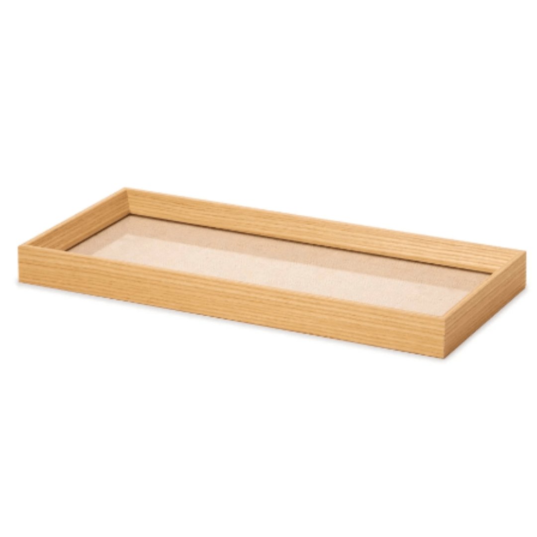 Bandeja Retangular em MDF com Linho Bege 45cm - Ela Decora