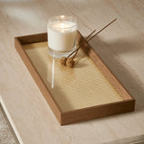Bandeja Retangular em MDF com Rattan 38cm - Ela Decora