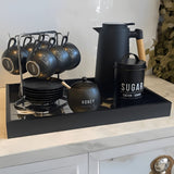 Bandeja Retangular em MDF com Vidro Preto 45cm - Ela Decora