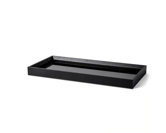 Bandeja Retangular em MDF com Vidro Preto 45cm - Ela Decora