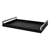 Bandeja Retangular em MDF e PU Preta 51cm - Ela Decora