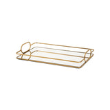 Bandeja Retangular Pequena em Metal Espelhada Dourada 36,5cm - Ela Decora
