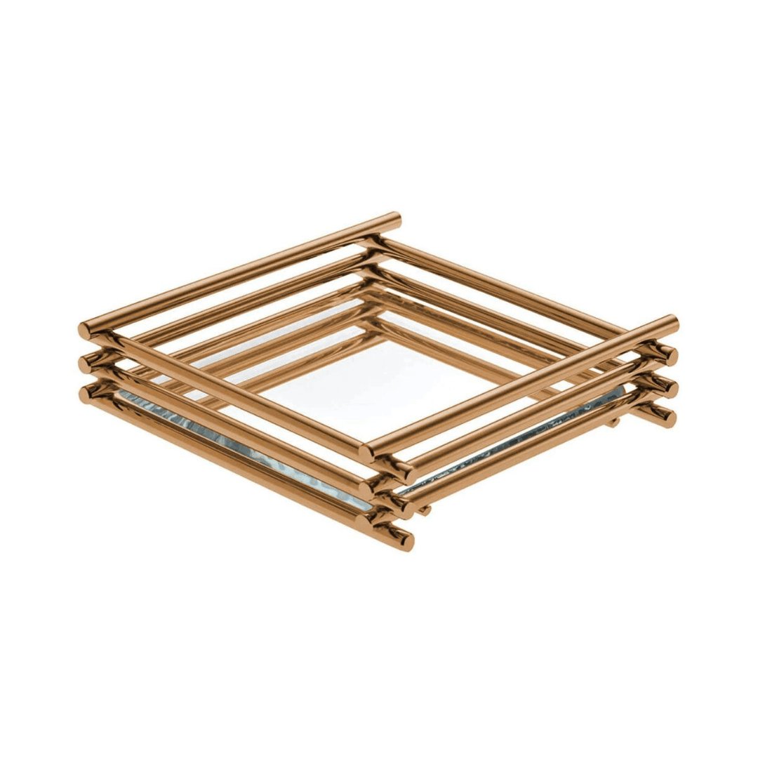 Bandeja Wire 10 X 10 Com Espelho Rose Gold - Ela Decora