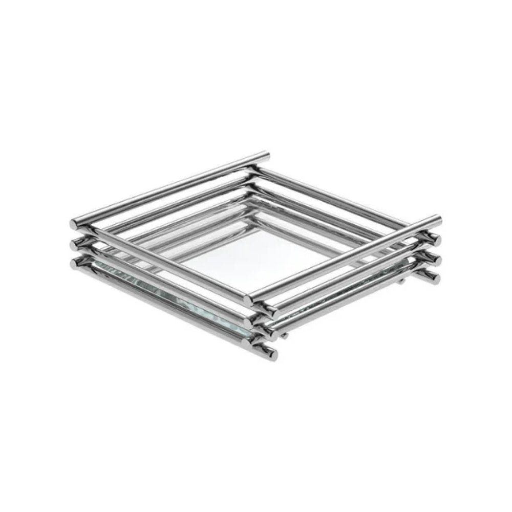 Bandeja Wire Com Espelho Prata Cromado - 10 cm - Ela Decora
