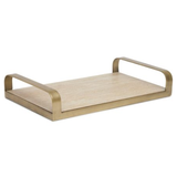 Bandeja Decorativa em MDF e Metal Champanhe 29cm