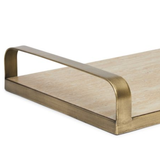 Bandeja Decorativa em MDF e Metal Champanhe 29cm