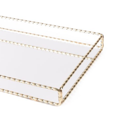 Bandeja Retangular Metal Espelhada Dourada 21,5cm