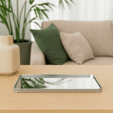 Bandeja Espelhada Retangular Prata 40cm