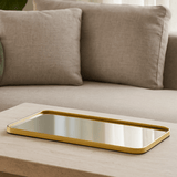 Bandeja Espelhada Retangular Dourada 40cm