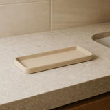 Bandeja Retangular em Poliresina Bege 26cm
