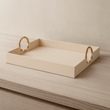 Bandeja em MDF e PU Off White 43cm