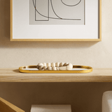 Bandeja Decorativa Espelhada Oval Dourada 30cm