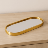 Bandeja Oval Espelhada Dourada 22cm