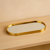 Bandeja Oval Espelhada Dourada 22cm