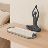 Bandeja Decorativa Espelhada Oval Prata 30cm