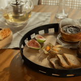 Bandeja Redonda Lume Plástico e Bambu Preta 35cm