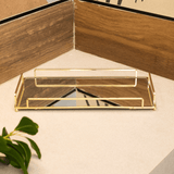 Bandeja Decorativa de Metal com Espelho Dourado 32cm