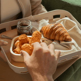 Bandeja Retangular Lume Plástico e Bambu Bege 35,5cm