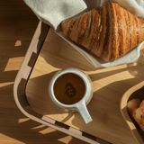 Bandeja Retangular Lume Plástico e Bambu Bege 35,5cm