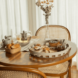 Bandeja Redonda Lume Plástico e Bambu Bege 35cm