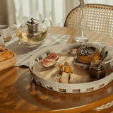 Bandeja Redonda Lume Plástico e Bambu Bege 35cm