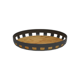 Bandeja Redonda Lume Plástico e Bambu Preta 35cm