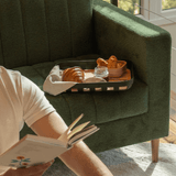 Bandeja Retangular Lume Plástico e Bambu Preta 35,5cm