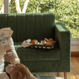 Bandeja Retangular Lume Plástico e Bambu Preta 35,5cm