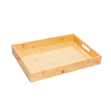 Bandeja de bambu com fundo trelica 39cm e alças laterais