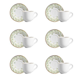Jogo 6 Xicaras de Café com Pires Verde Arabesco 90ml