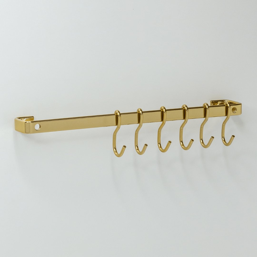 Barra De Cozinha 30 Cm Porta Utensílios 6 Ganchos Dourada - Ela Decora