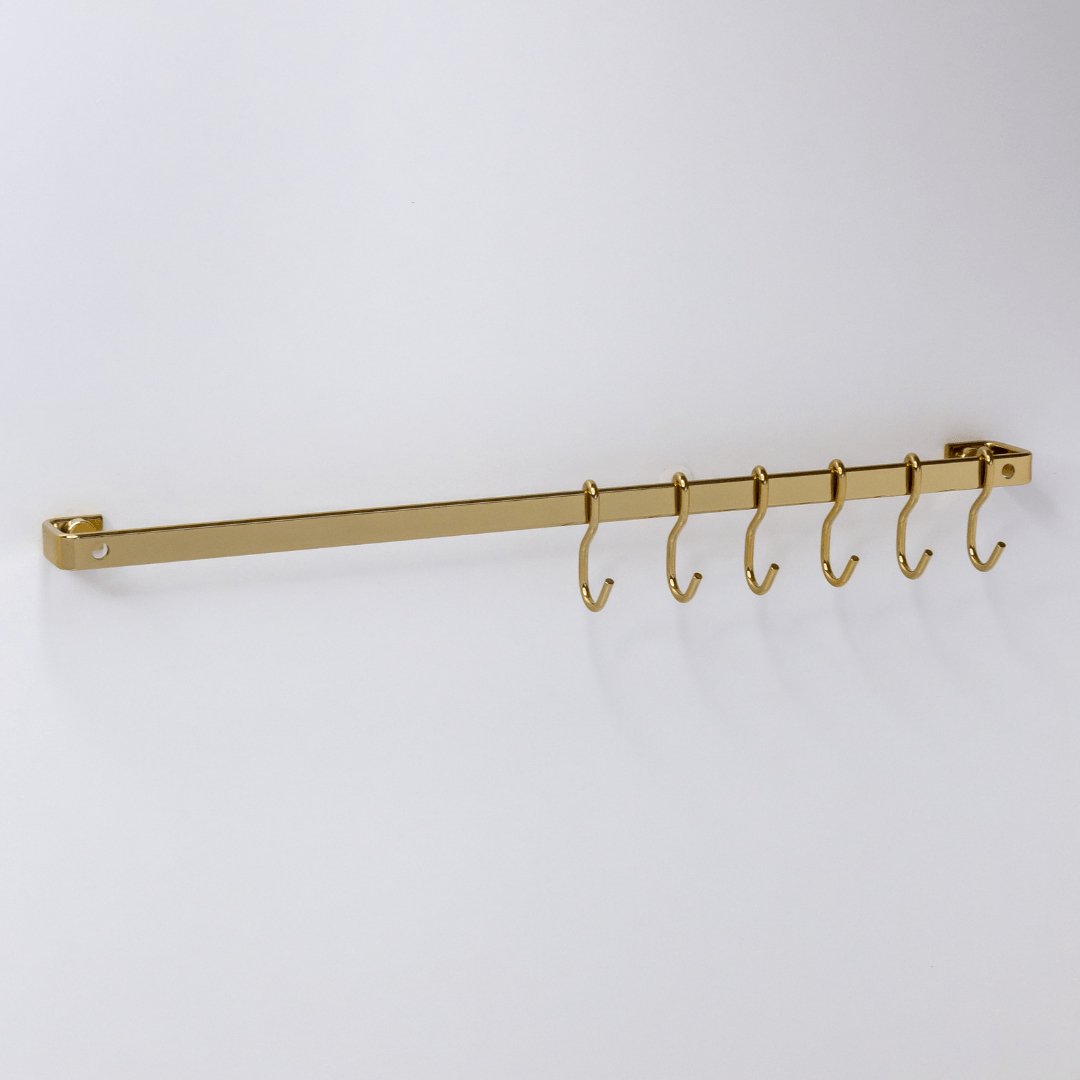 Barra de Piatina 45cm com 6 ganchos Dourada - Ela Decora