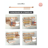 Barra de Piatina 45cm com 6 Ganchos Rose Gold - Ela Decora