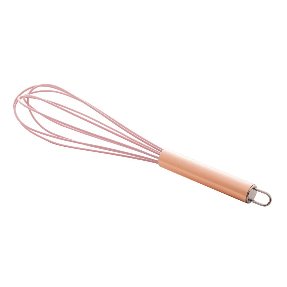 Batedor de Ovos de Nylon Rose Gold Com Cabo De Aço Inox - 26,5cm - Ela Decora
