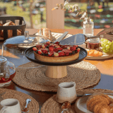 Prato para Bolo Boleira Lume Preto em Bambu com Tampa 27,5cm