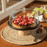 Prato para Bolo Boleira Lume Preto em Bambu com Tampa 27,5cm