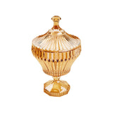 Bomboniere com Pé de Cristal de Chumbo Renaissance Âmbar 20cm - Ela Decora