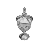 Bomboniere Potiche com Pé De Cristal Dublin Cinza Metalizado 24,5 cm - Ela Decora