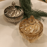 Bomboniere Potiche com Pé de Cristal Prima Âmbar Metalizado - 23 cm - Ela Decora