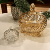 Bomboniere Potiche com Pé de Cristal Prima Âmbar Metalizado - 23 cm - Ela Decora